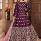 Myra Wine Art Silk Embroidered Anarkali Suit | Swadesiicart