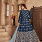 Anaita Navy Blue Embroidered Art Silk Anarkali Suit