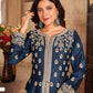 Anaita Navy Blue Embroidered Art Silk Anarkali Suit