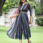 Juniper Black Multi Chiffon Festive Printed Flared Jump Suit For Women - Swadesiicart