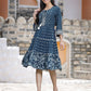 Juniper Women's Blue Rayon Printed Tiered Short Dress | Swadesiicart