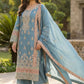Anaita Blue Chinon Suit with Embroidery & Sequence Work