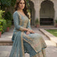 Anaita Blue Chinon Suit with Embroidery & Sequence Work