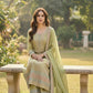 Anaita Green Chinon Suit with Embroidery & Sequence Work