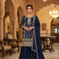Anaita Navy Chinon Stitched Sharara Suit with Embroidery & Sequence Work