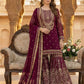 Anaita Maroon Georgette Stitched Suit With Embroidery & Sequence Work