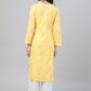 ADA Women Yellow & White Chikankari Hand-Embroidered Straight Kurta | Swadesiicart