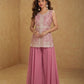 Anaita Pink Georgette Stitched Palazzo Suit with Embroidery & Sequence Work