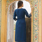 Juniper Blue Rayon Festive Printed Straight Kurta For Women | Swadesiicart