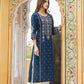 Juniper Blue Rayon Festive Printed Straight Kurta For Women | Swadesiicart