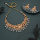 Tehzeeb Creations Gold-Polished White Colour Necklace With Stud - Swadesiicart