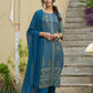 Juniper Indigo Rayon Festive Printed Straight Skd For Women | Swadesiicart