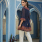 Juniper Indigo Georgette Festive Printed Flared Tunic For Women | Swadesiicart