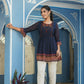 Juniper Indigo Georgette Festive Printed Flared Tunic For Women | Swadesiicart