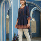 Juniper Indigo Georgette Festive Printed Flared Tunic For Women | Swadesiicart