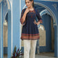 Juniper Indigo Georgette Festive Printed Flared Tunic For Women | Swadesiicart