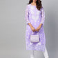 ADA Women Lavender & White Chikankari Embroidered Kurta with Trousers & Inner | Swadesiicart