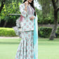 Juniper Skyblue Muslin Festive Wear Mirror Work Straight Kurta Sharara Dupatta Set | Swadesiicart