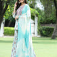 Juniper Skyblue Muslin Festive Wear Mirror Work Straight Kurta Sharara Dupatta Set | Swadesiicart