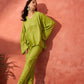 InWeave Pear Green Solid Boho Full Sleeve Co Ord Set - Swadesiicart