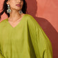 InWeave Pear Green Solid Boho Full Sleeve Co Ord Set - Swadesiicart