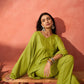 InWeave Pear Green Solid Boho Full Sleeve Co Ord Set - Swadesiicart