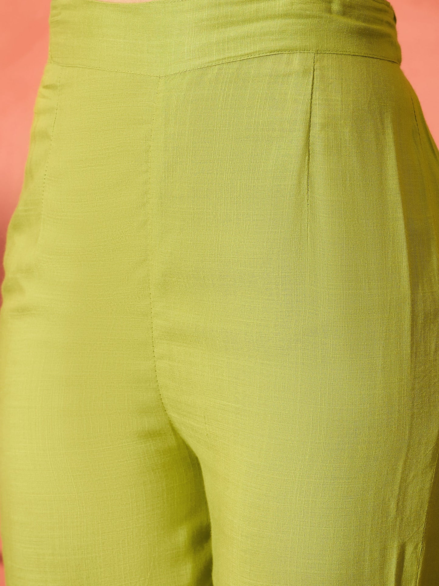 InWeave Pear Green Solid Boho Full Sleeve Co Ord Set - Swadesiicart