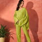 InWeave Pear Green Solid Boho Full Sleeve Co Ord Set - Swadesiicart