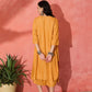 InWeave Mustard Lurex Flared V Neck Kurta Palazzo Set - Swadesiicart
