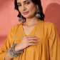 InWeave Mustard Lurex Flared V Neck Kurta Palazzo Set - Swadesiicart