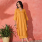 InWeave Mustard Lurex Flared V Neck Kurta Palazzo Set - Swadesiicart