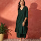 InWeave Pine Green Lurex Flared V Neck Kurta Palazzo Set - Swadesiicart