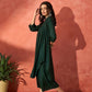 InWeave Pine Green Lurex Flared V Neck Kurta Palazzo Set - Swadesiicart