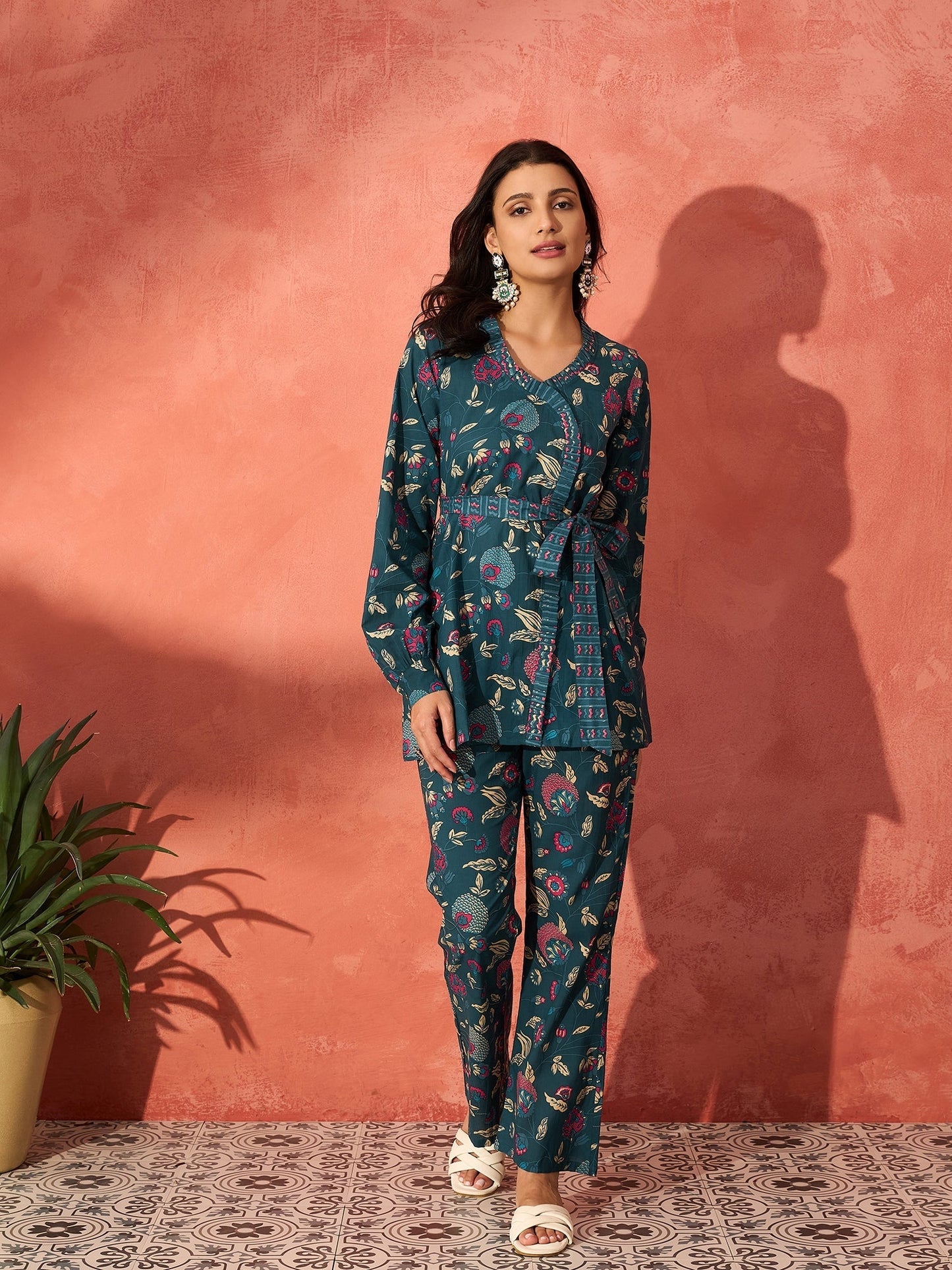 InWeave Blue Kalamkari Co Ord Set - Swadesiicart