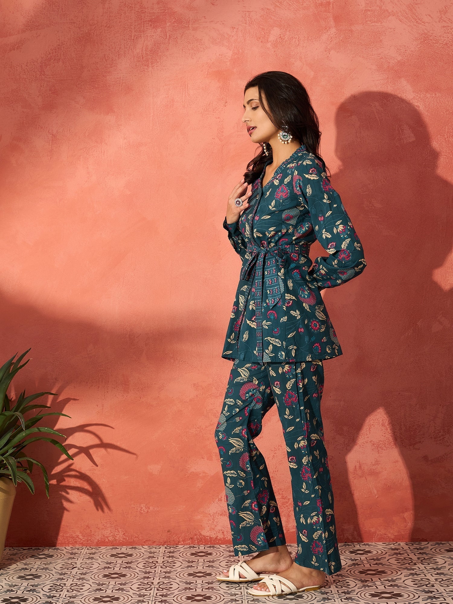 InWeave Blue Kalamkari Co Ord Set - Swadesiicart