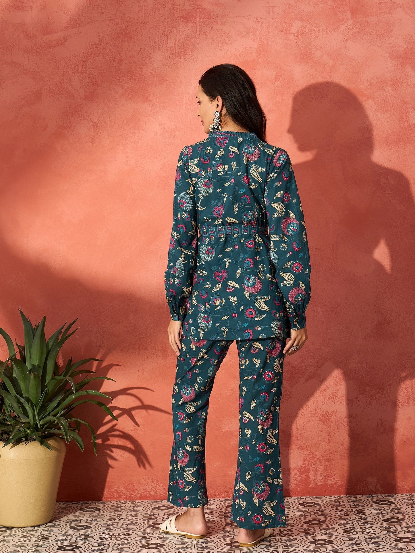 InWeave Blue Kalamkari Co Ord Set - Swadesiicart