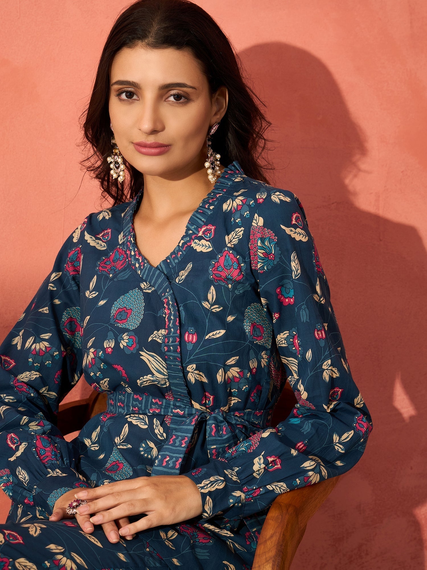 InWeave Blue Kalamkari Co Ord Set - Swadesiicart
