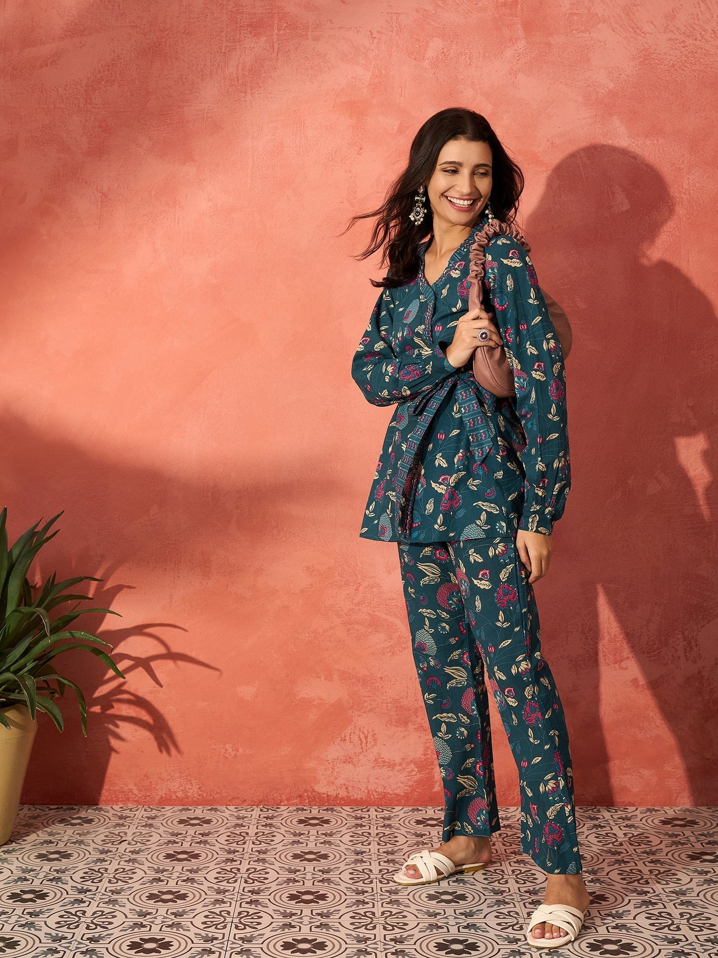 InWeave Blue Kalamkari Co Ord Set - Swadesiicart