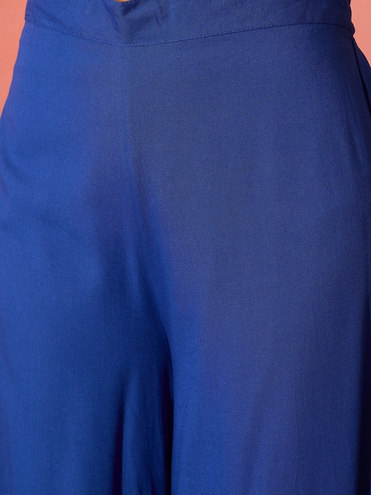 InWeave Strappy Ink Blue With Blue Fuchsia Floral Organza Dupatta Set - Swadesiicart