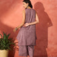 InWeave Mauve Lurex Short Palazzo Kurta Set - Swadesiicart
