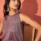 InWeave Mauve Lurex Short Palazzo Kurta Set - Swadesiicart