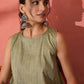 InWeave Olive Lurex Short Palazzo Kurta Set - Swadesiicart
