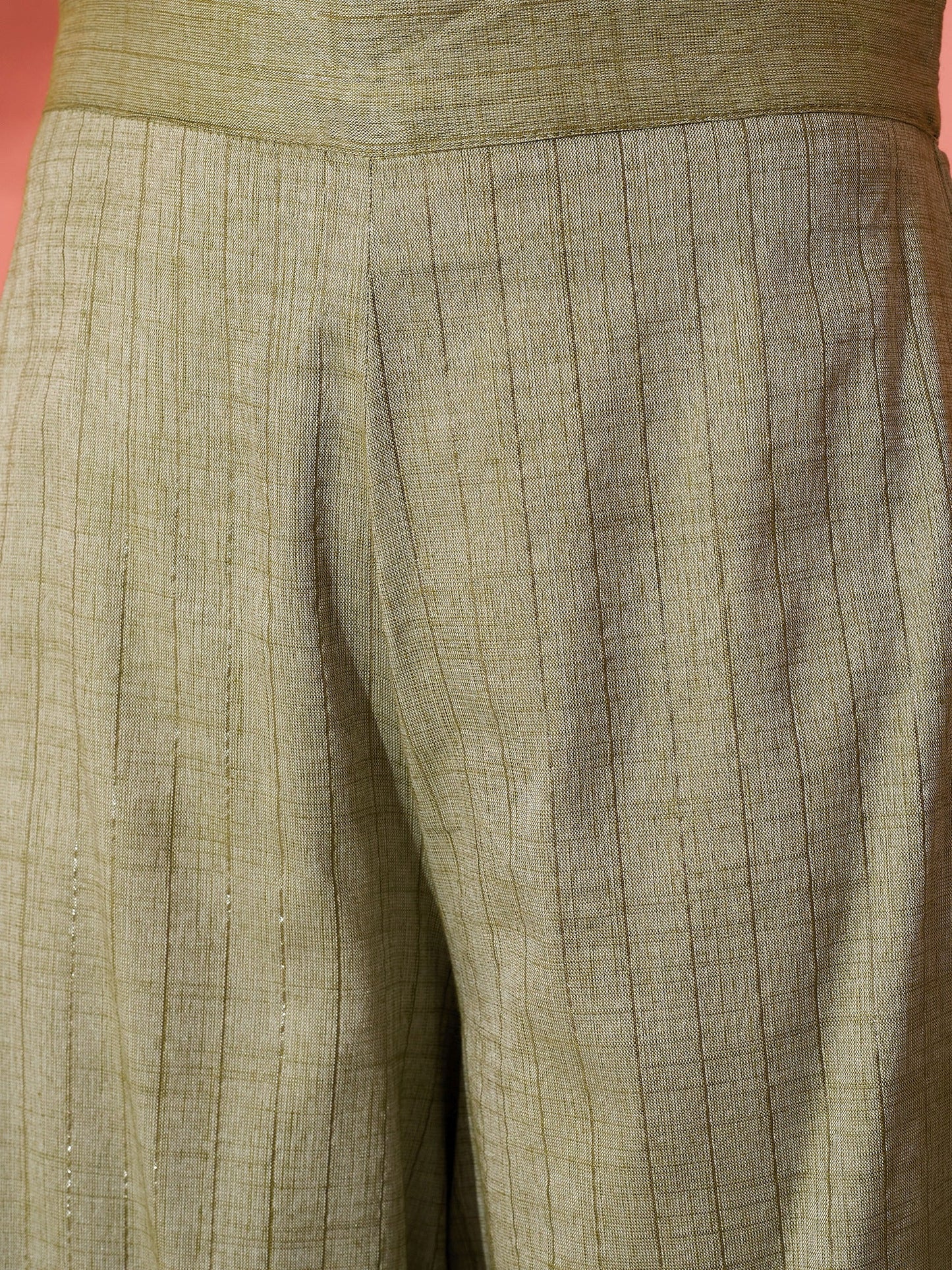 InWeave Olive Lurex Short Palazzo Kurta Set - Swadesiicart