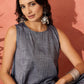 InWeave Blue Lurex Short Palazzo Kurta Set - Swadesiicart