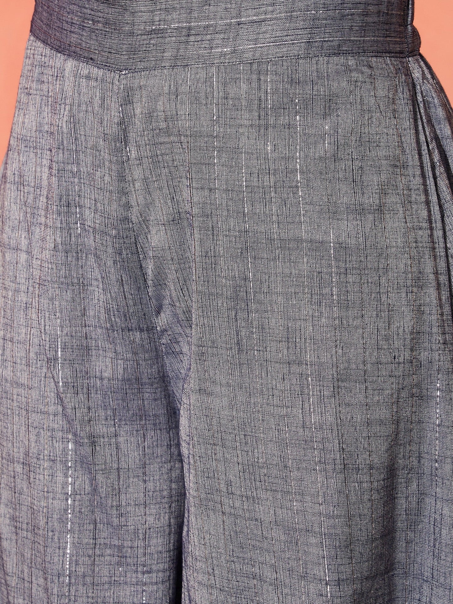 InWeave Blue Lurex Short Palazzo Kurta Set - Swadesiicart