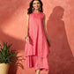 InWeave Red Lurex Short Palazzo Kurta Set - Swadesiicart