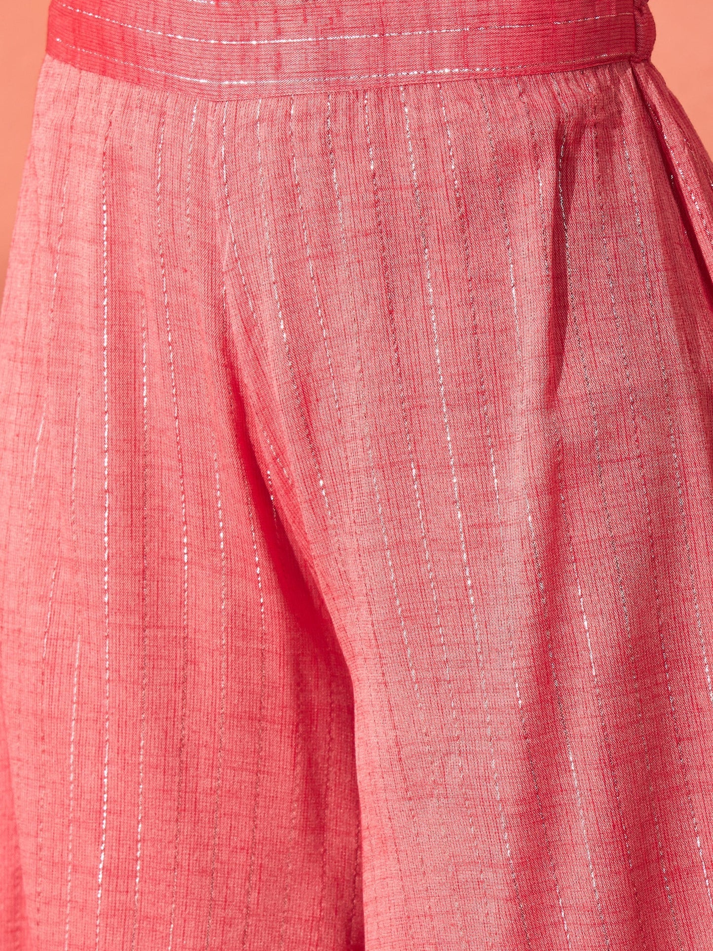 InWeave Red Lurex Short Palazzo Kurta Set - Swadesiicart