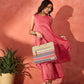 InWeave Red Lurex Short Palazzo Kurta Set - Swadesiicart