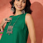 InWeave Forest Green Short Kurta Palazzo Set - Swadesiicart