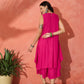 InWeave Fuchsia Short Kurta Palazzo Set - Swadesiicart